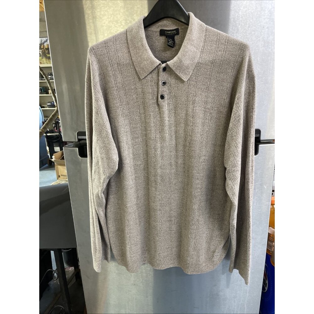 Vtg Cambridge Classic 3‎ Bottons Acrylic Men’s Sweater Sz XXL Tan Long  Sleeve